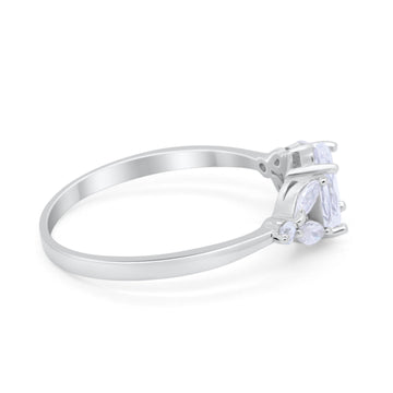 Oval Art Deco Engagement Ring Marquise Simulated CZ 925 Sterling Silver